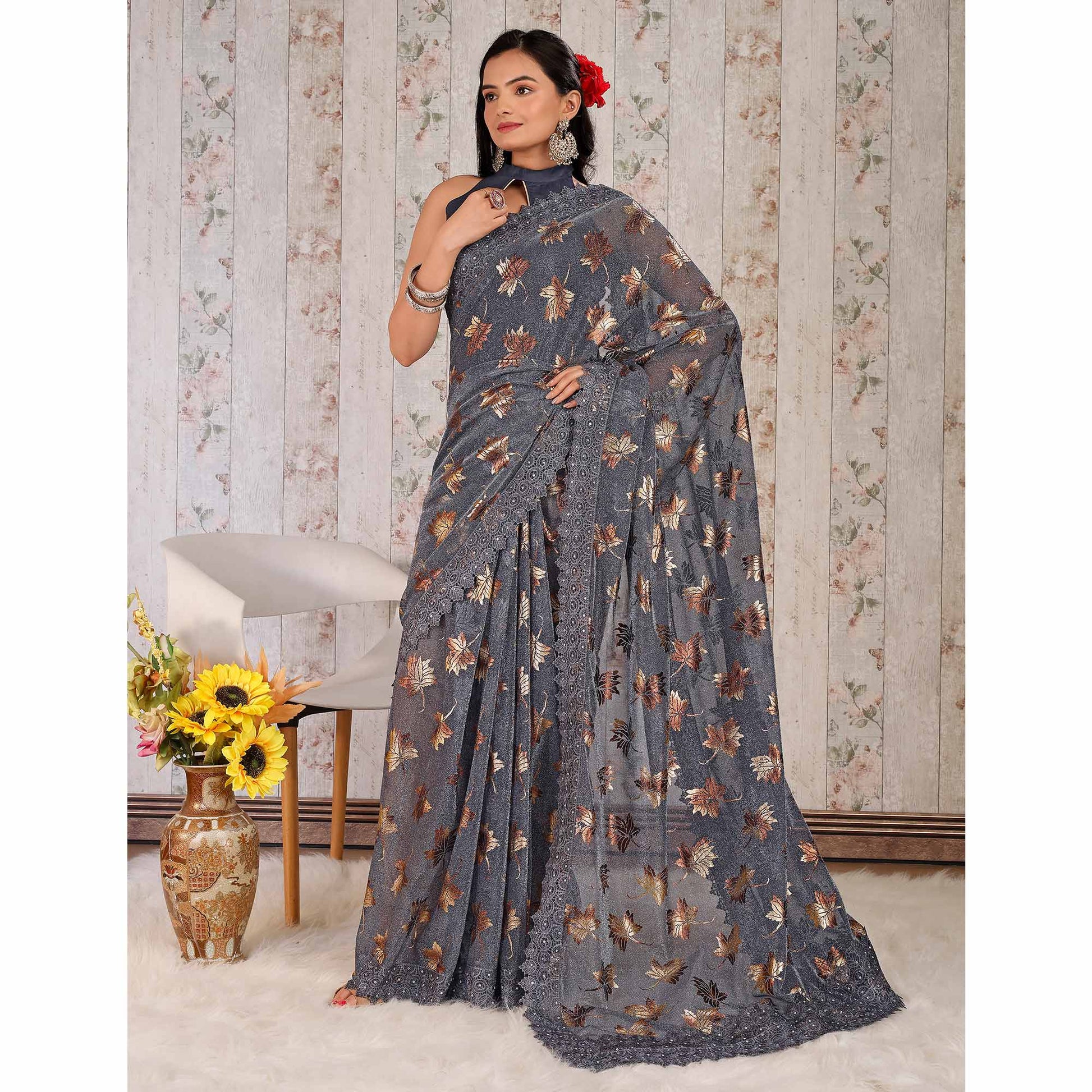 grey-foil-printed-lycra-saree-with-embroidered-lace-border