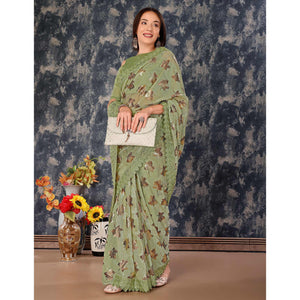 green-foil-printed-lycra-saree-with-embroidered-lace-border