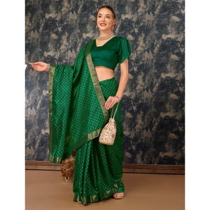 green-floral-foil-printed-vichitra-silk-saree-with-lace-border