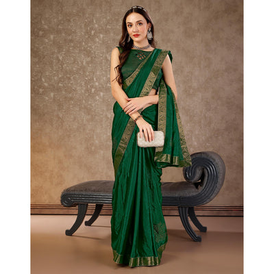 green-floral-swarovski-work-vichitra-silk-saree-with-lace-border