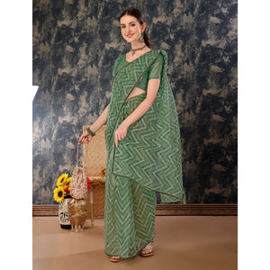 green-printed-with-zari-work-cotton-silk-saree-with-lace-border