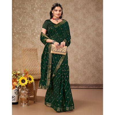 green-floral-foil-printed-chiffon-saree-with-lace-border-1