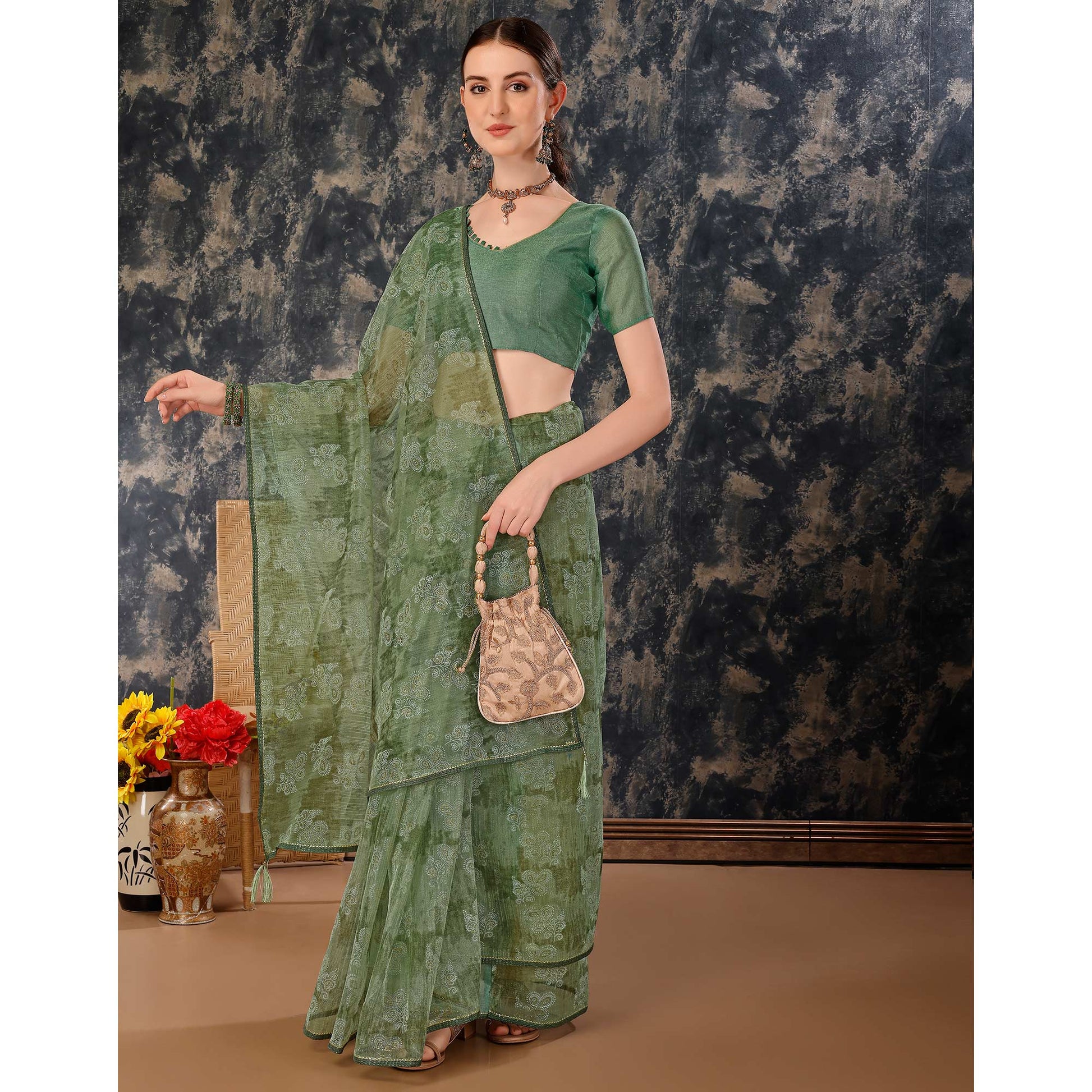 green-floral-printed-with-zari-work-cotton-silk-saree