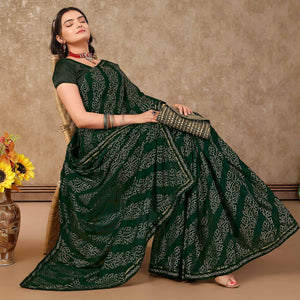 green-bandhani-foil-printed-chiffon-saree-with-lace-border