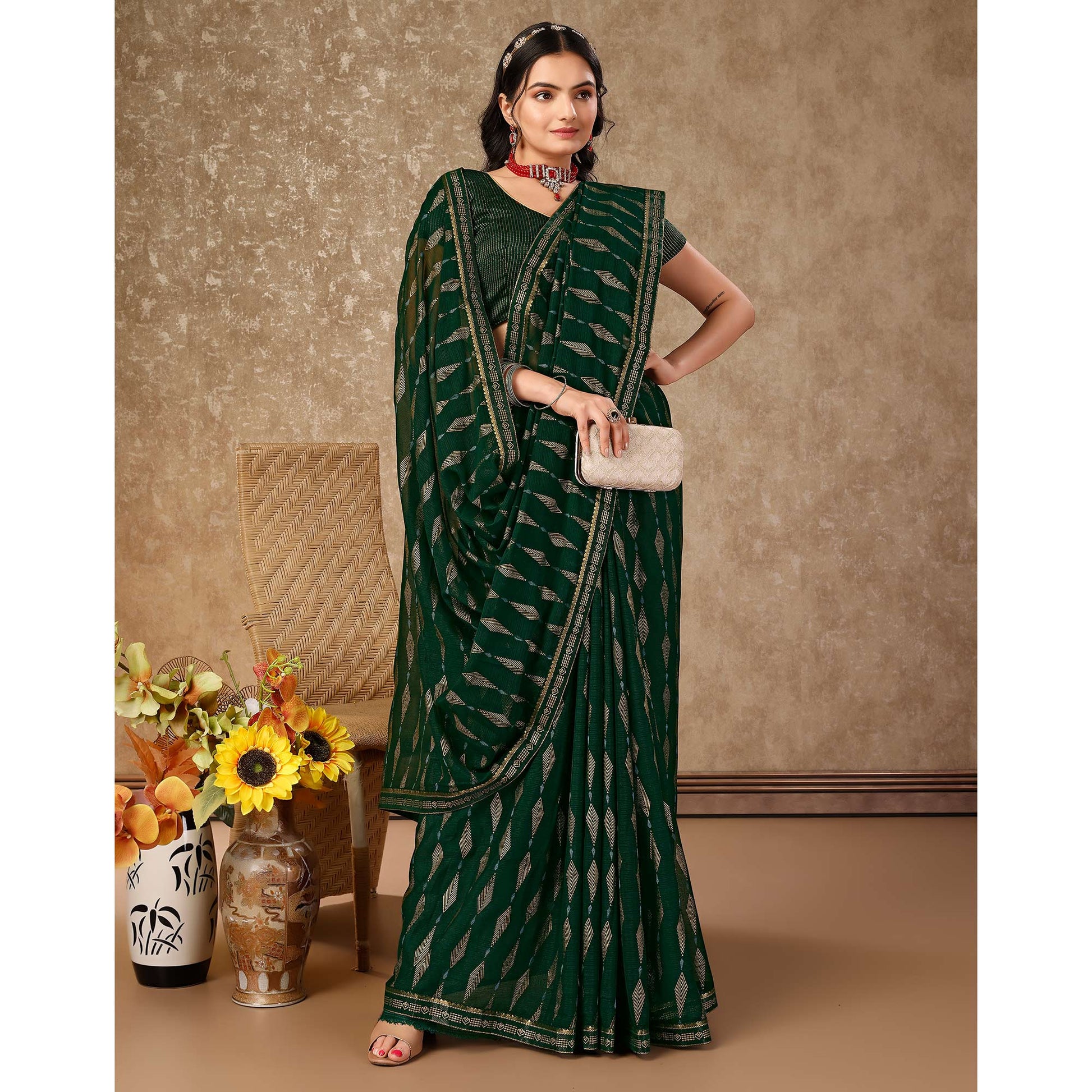 green-foil-printed-chiffon-saree-with-lace-border-6