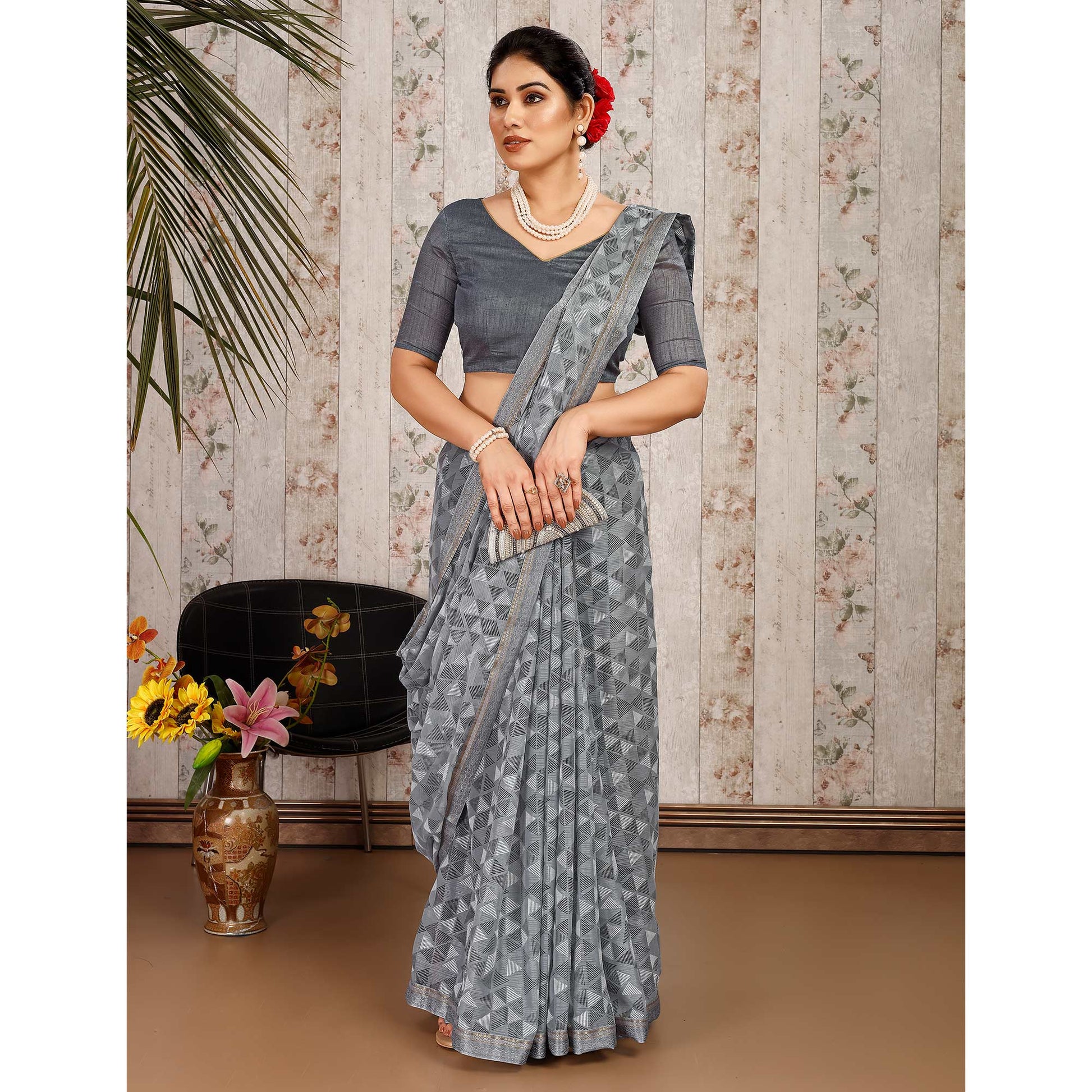 grey-geometric-printed-chiffon-saree-with-lace-border