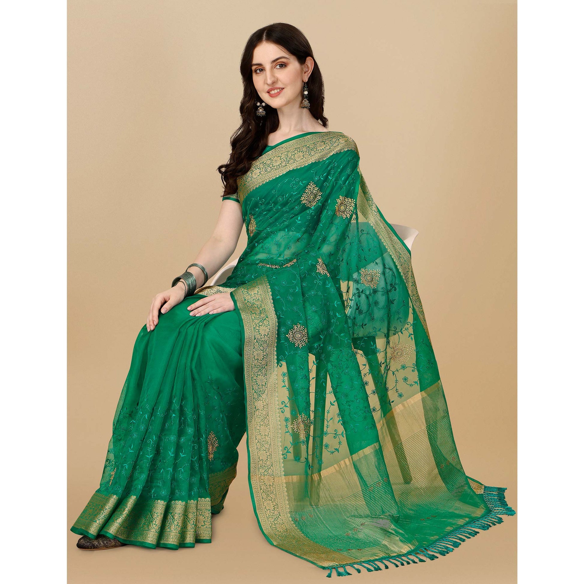green-floral-embroidered-organza-saree-7