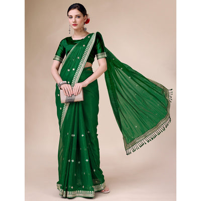 green-sequins-embroidered-chiffon-saree