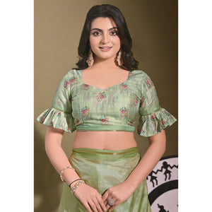 green-floral-digital-printed-tussar-silk-saree