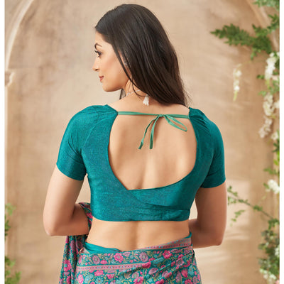 green-floral-printed-crepe-saree-4