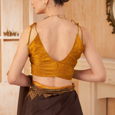 Brown Floral Printed Crepe Silk Saree