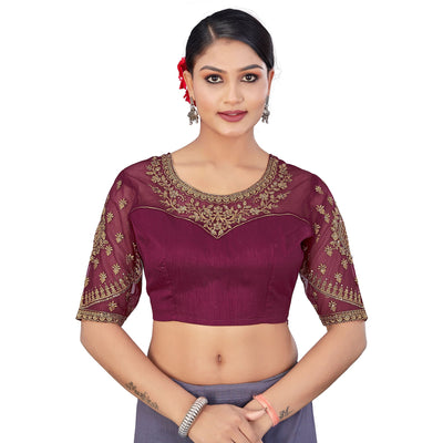 Bottle Green Floral Sequin Embroidered Crepe Saree