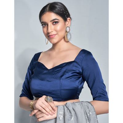 Grey Sequins Embroidered Georgette Saree