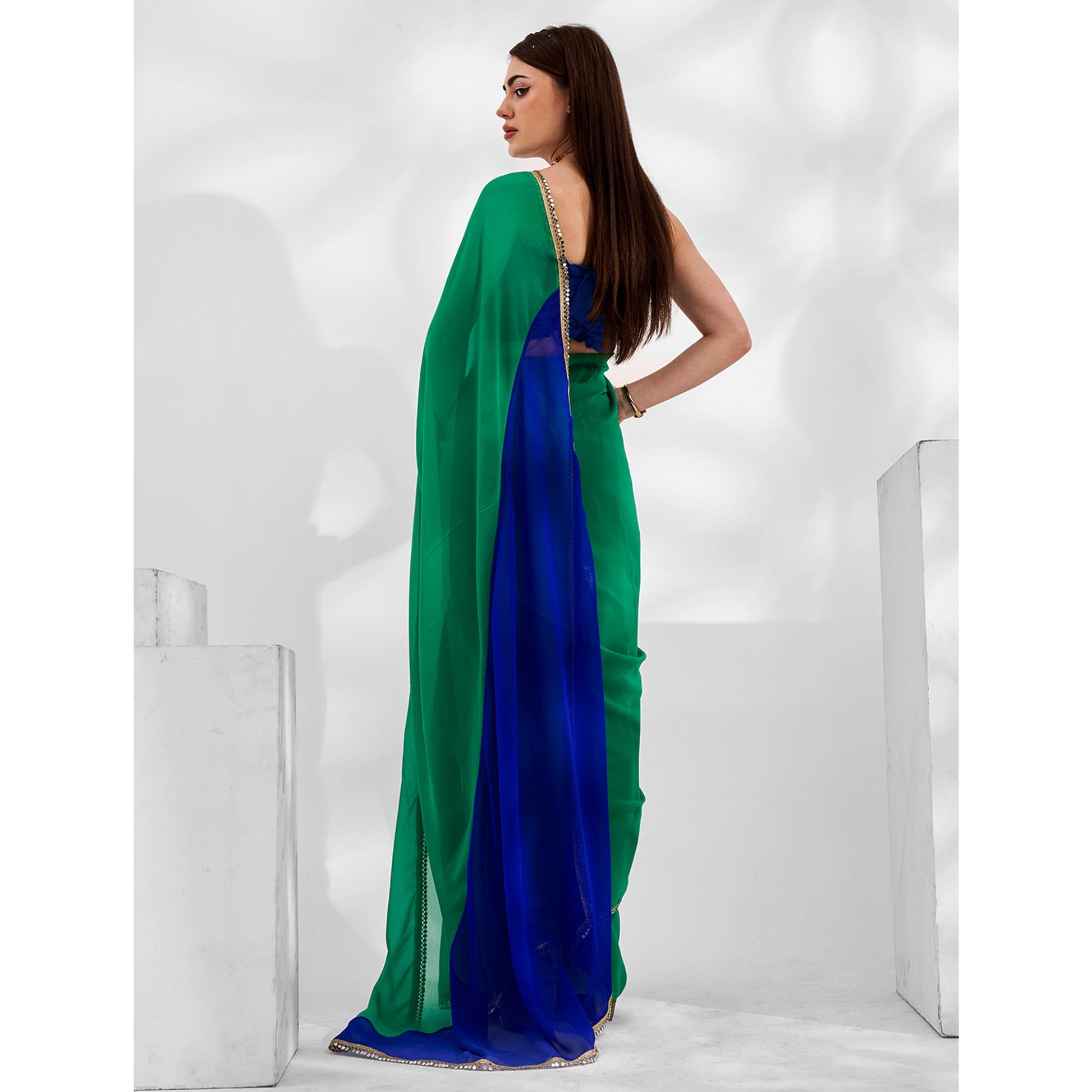 green-blue-solid-georgette-designer-saree