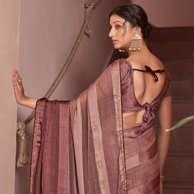Mauve Swarovski Work Georgette Saree