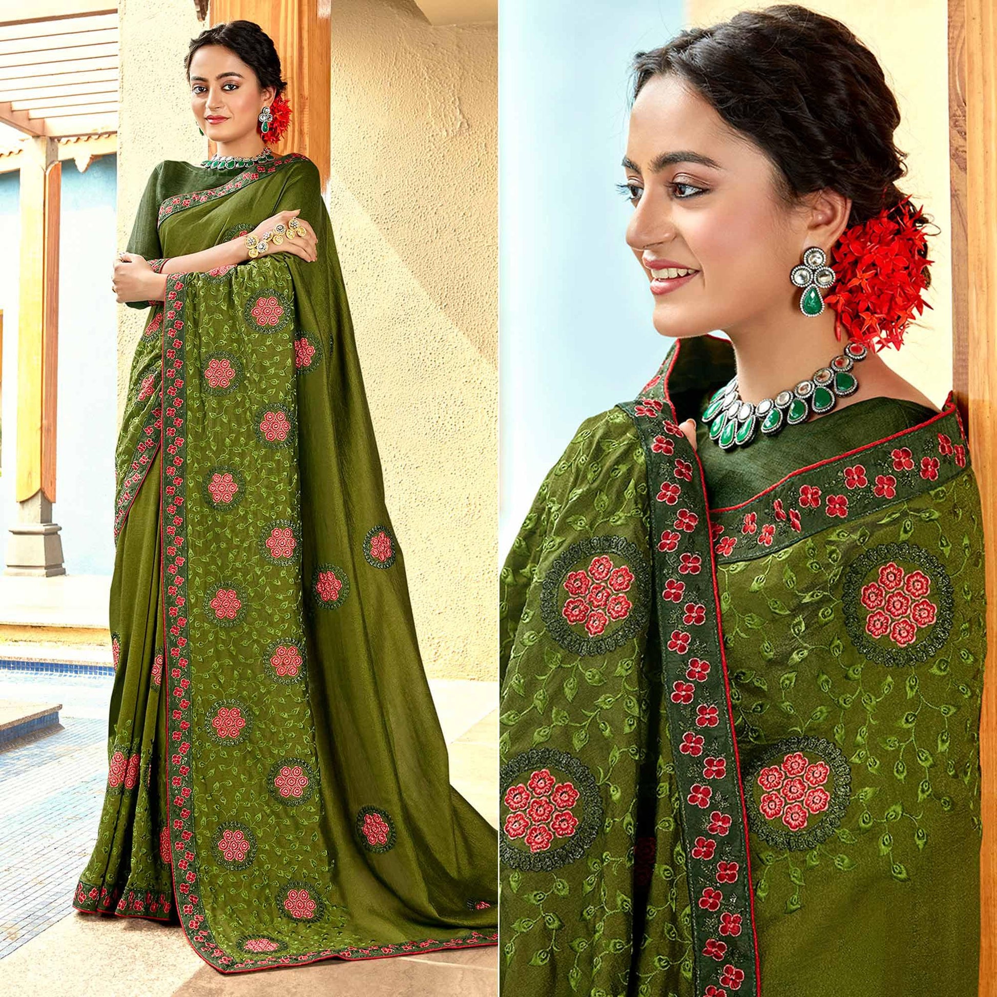 green-floral-embroidered-vichitra-silk-saree-1