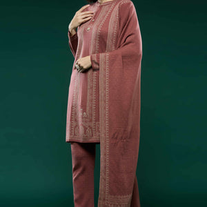 Mauve Woven Woolen Straight Salwar Suit