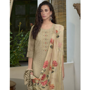 Cream Chikankari With Handwork Organza Salwar Suit