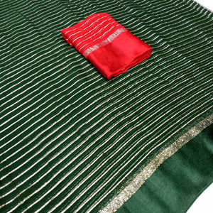 Bottle Green Woven Viscose Saree