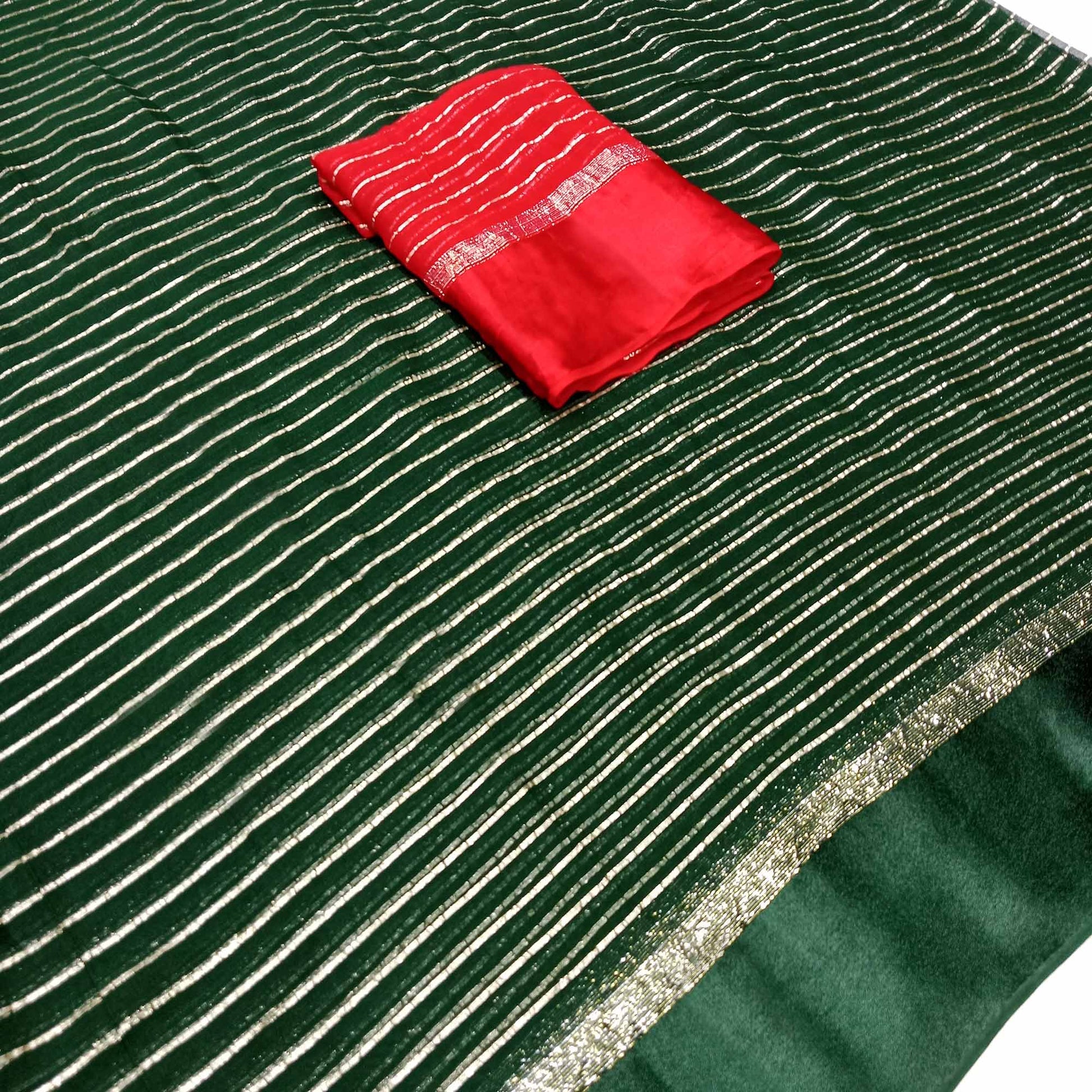 Bottle Green Woven Viscose Saree