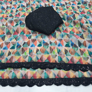 Multicolor Digital Printed Georgette Saree