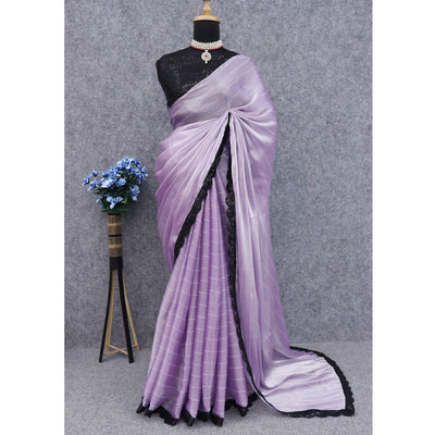 Lavender Sequins Embroidered Chiffon Saree