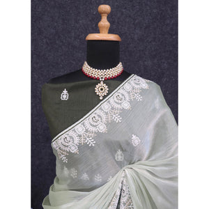 green-sequins-embroidered-chiffon-silk-saree