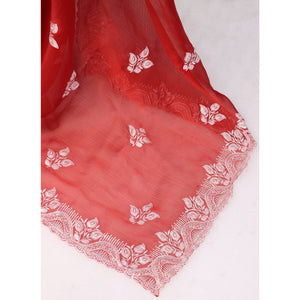 Maroon Sequins Embroidered Chiffon Saree