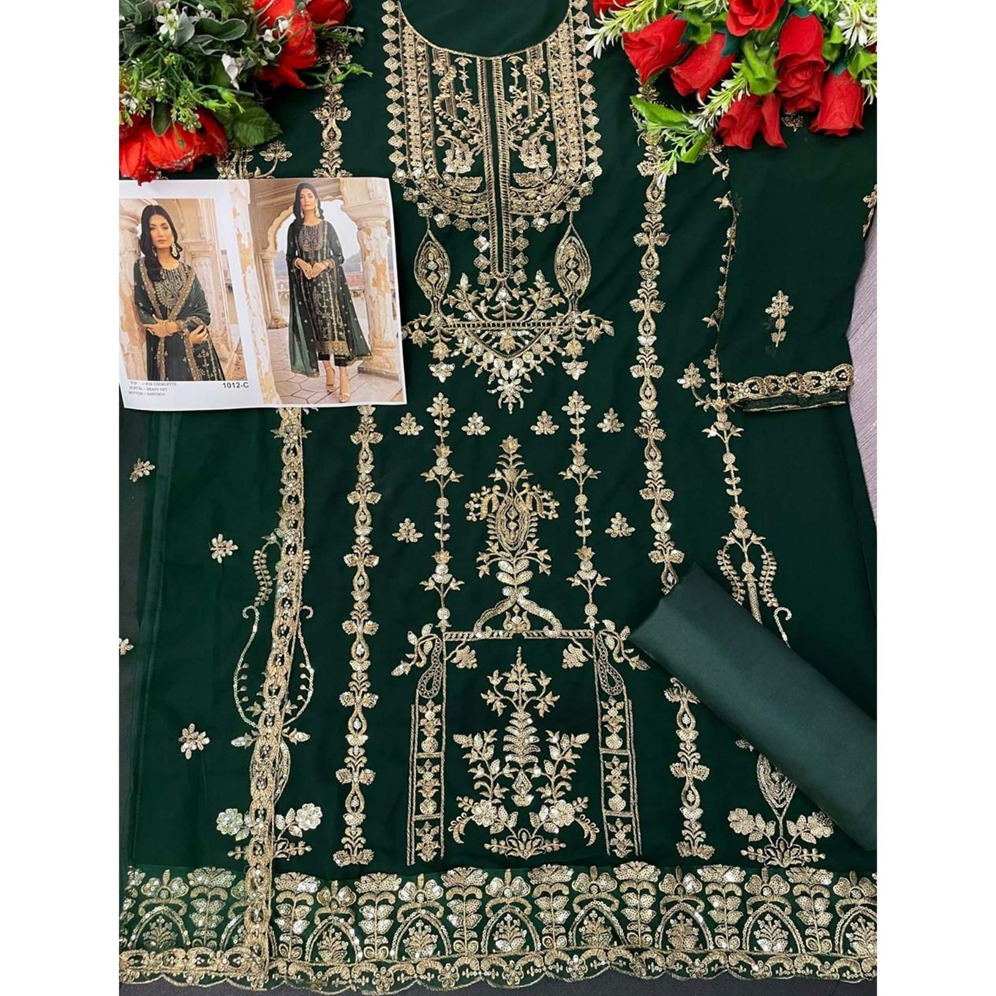 green-floral-sequins-embroidered-georgette-semi-stitched-suit-1