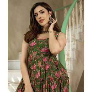 green-floral-digital-printed-chanderi-anarkali-style-suit