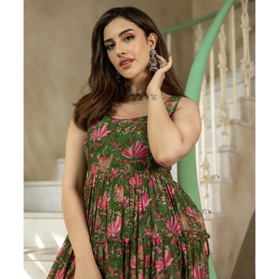 green-floral-digital-printed-chanderi-anarkali-style-suit