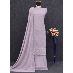 Dusty Purple Sequins Embroidered Georgette Dress Material