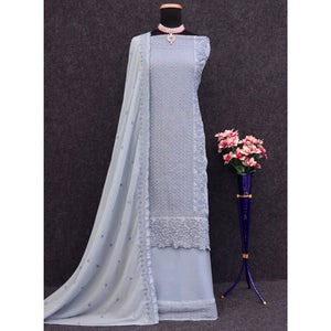Dusty Lavender Sequins Embroidered Georgette Dress Material