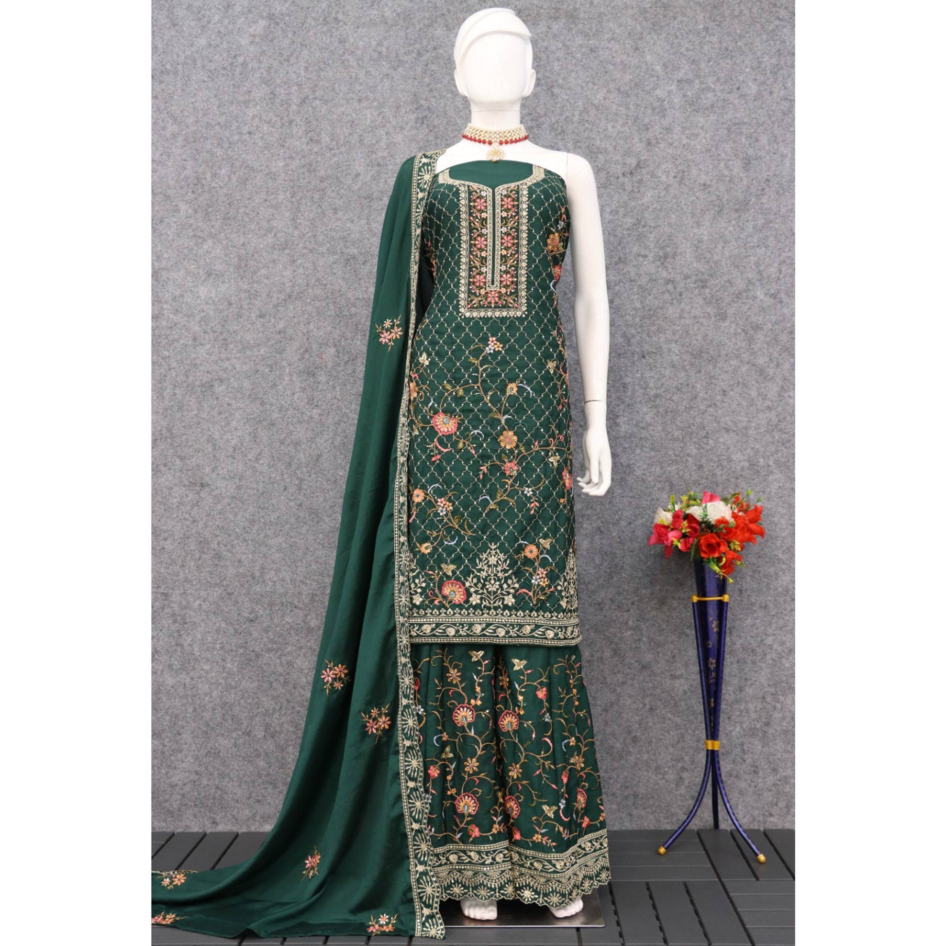 green-floral-embroidered-pure-silk-unstitched-salwar-suit