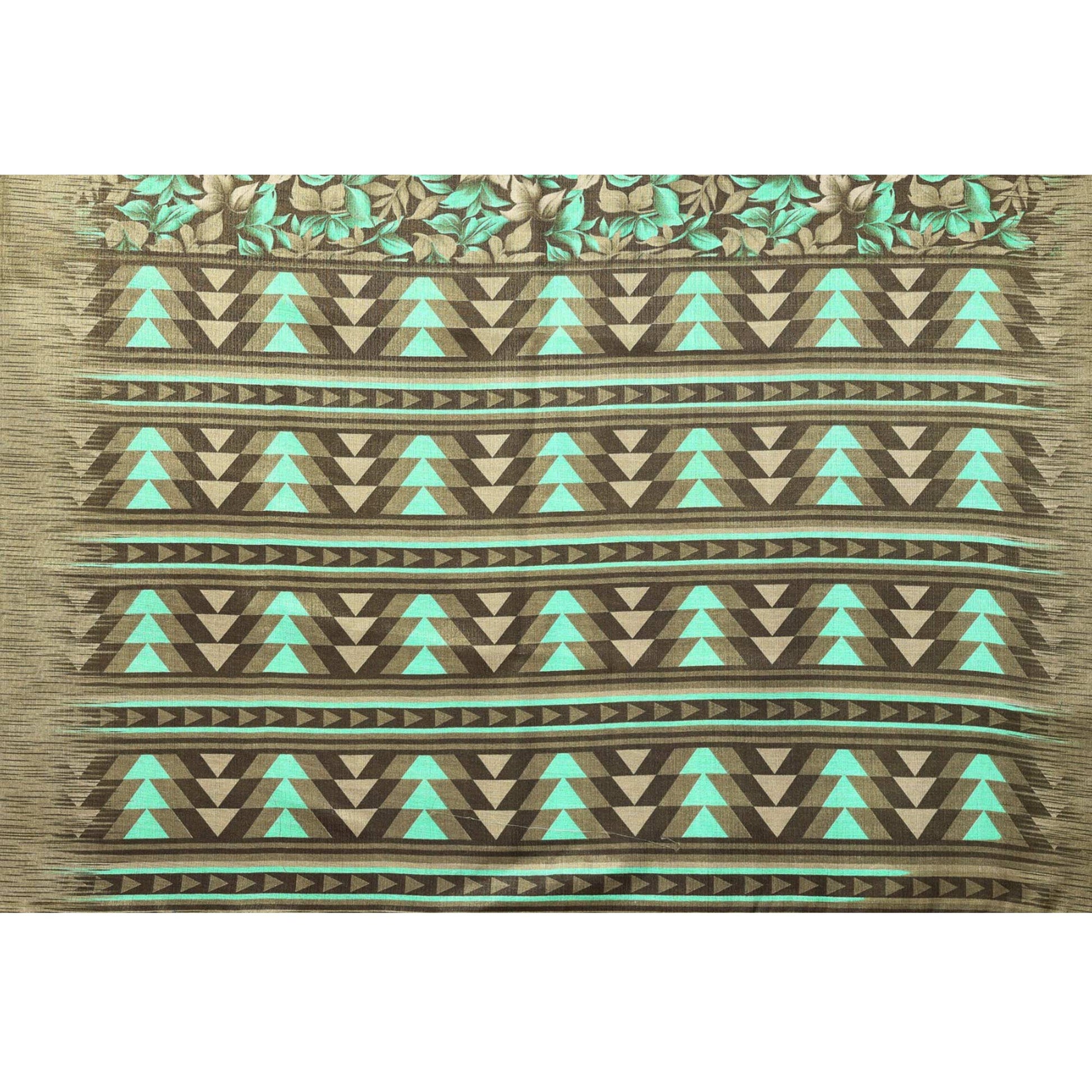 Brown Floral Printed Khaadi Saree