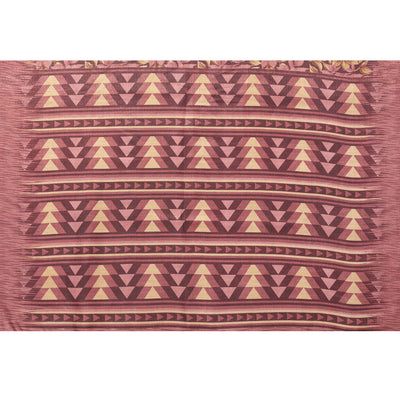 Mauve Floral Printed Khaadi Saree