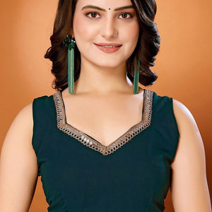 Morpich Solid Georgette Saree With Mirror Border