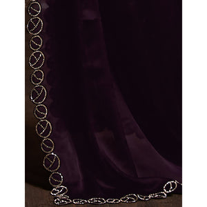 Dark Purple Stone Work Chiffon Saree