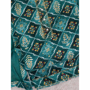 Morpich Foil Printed With Handwork Cotton Blend Dress Material