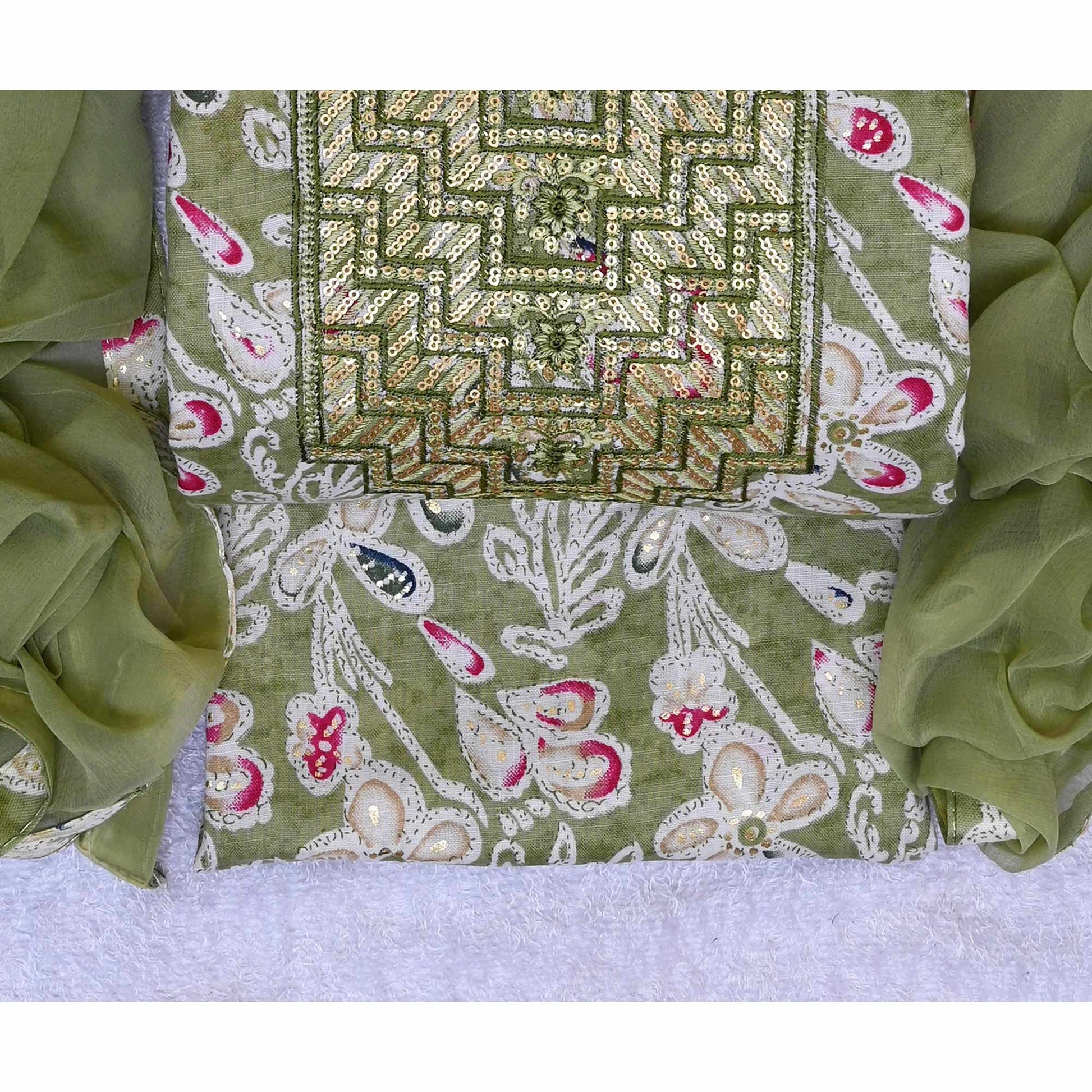 green-foil-printed-with-sequins-embroidery-cotton-blend-dress-material