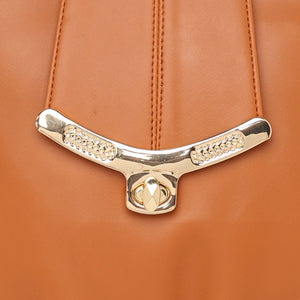 Brown Women Vegan Leather Handbag With Belt