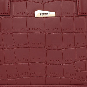 Maroon Women Vegan Leather Handbag With Belt