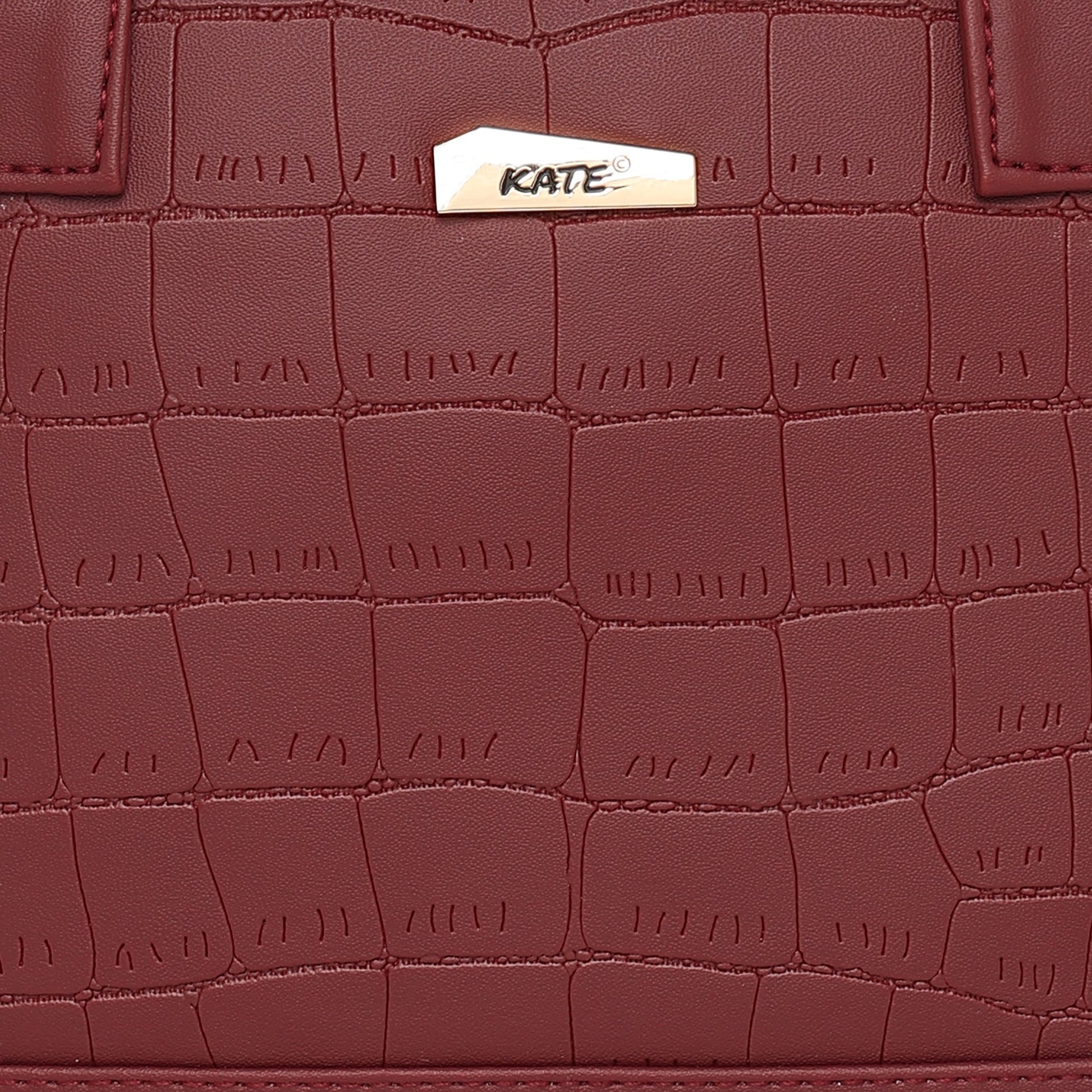 Maroon Women Vegan Leather Handbag With Belt