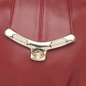 Maroon Women Vegan Leather Handbag With Belt