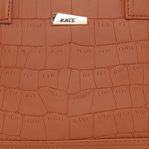Brown Women Vegan Leather Handbag With Belt