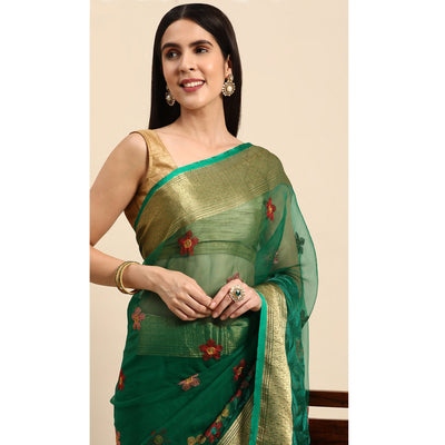 green-floral-embroidered-organza-saree-5