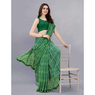 green-floral-printed-georgette-saree-8