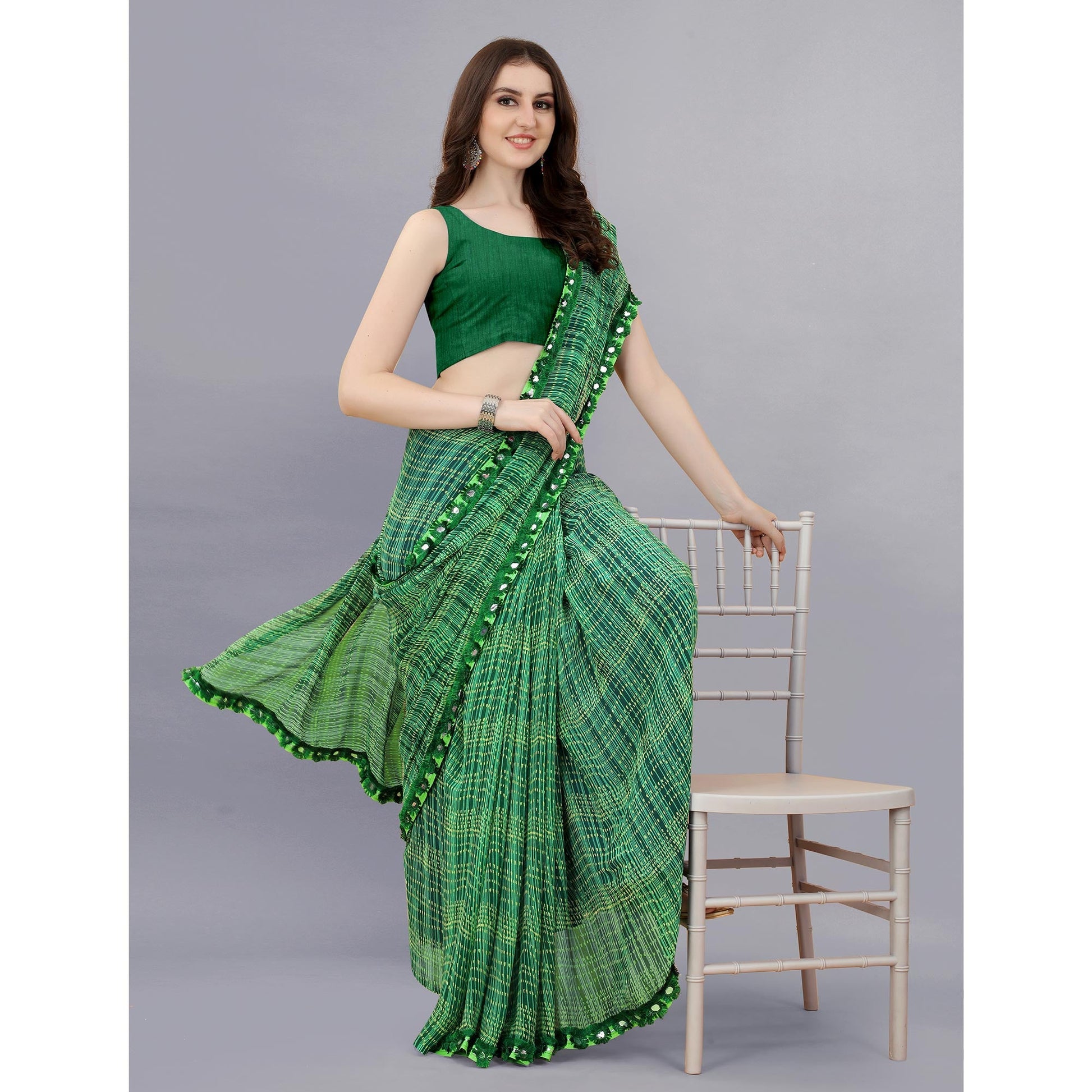 green-floral-printed-georgette-saree-8