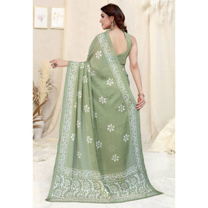 green-floral-printed-chiffon-saree-3