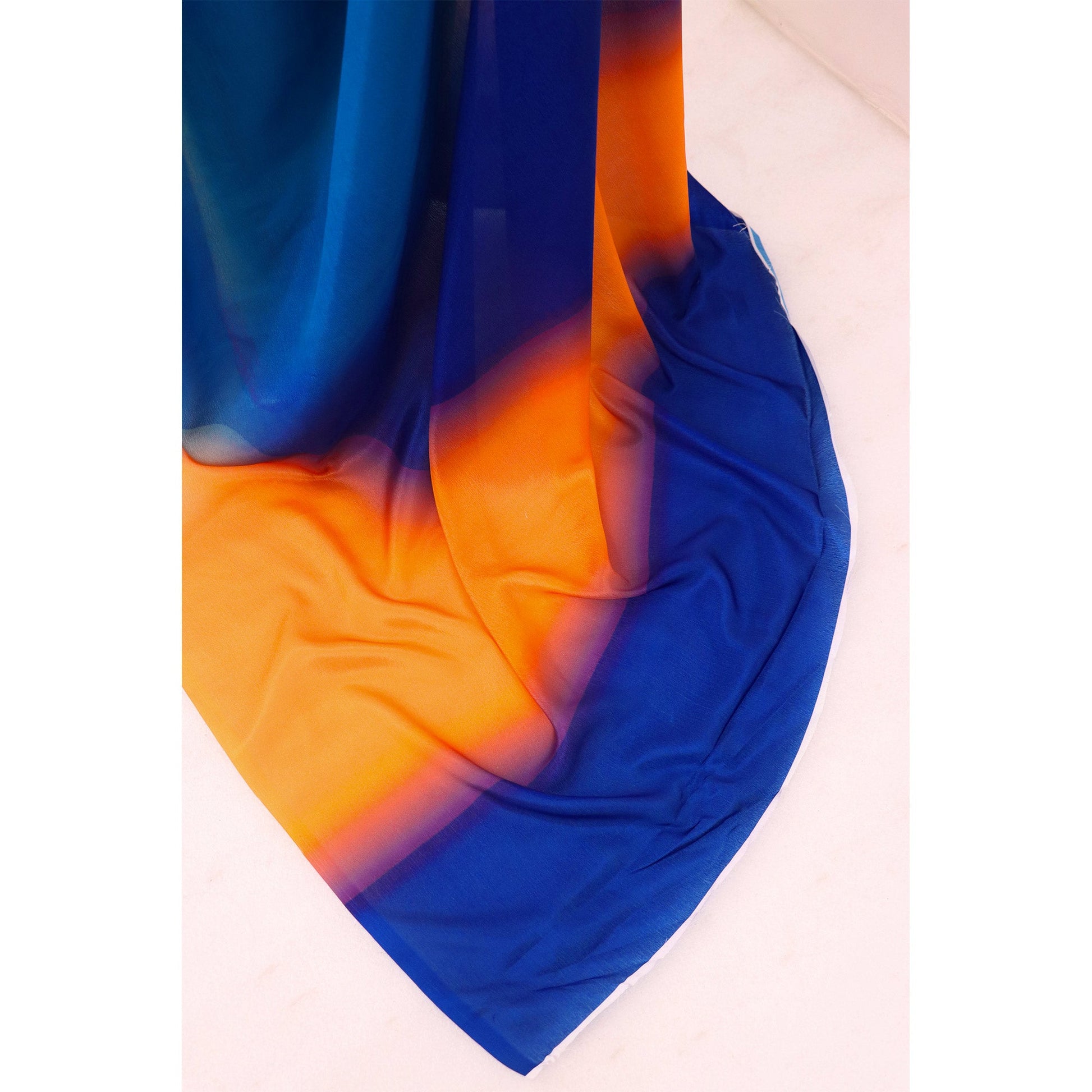 Multicolor Digital Printed Chinon Saree